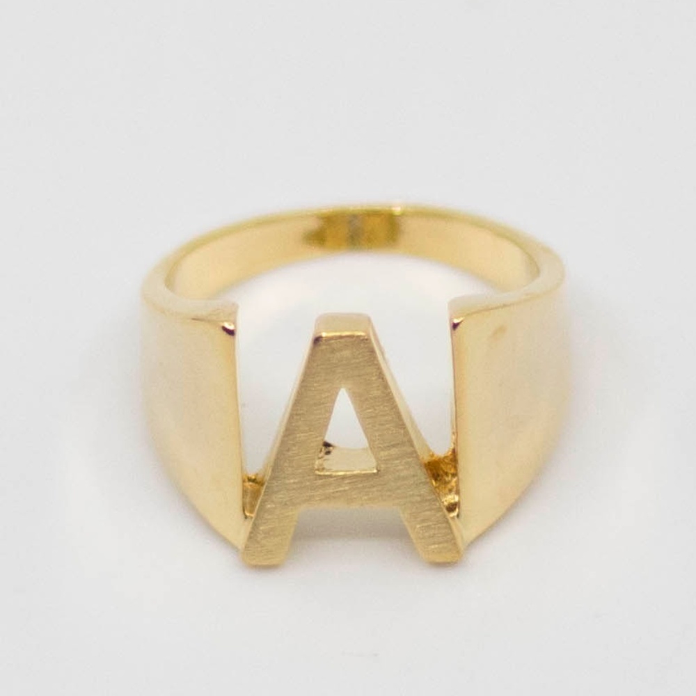 Gold Initial Fashion Jewelry Ring - Picture 2 of 4